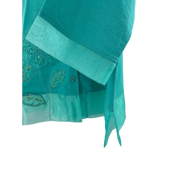 Napa Valley Womens Turquoise Embroidered Button-Up Blouse IX - Picture 3 of 8